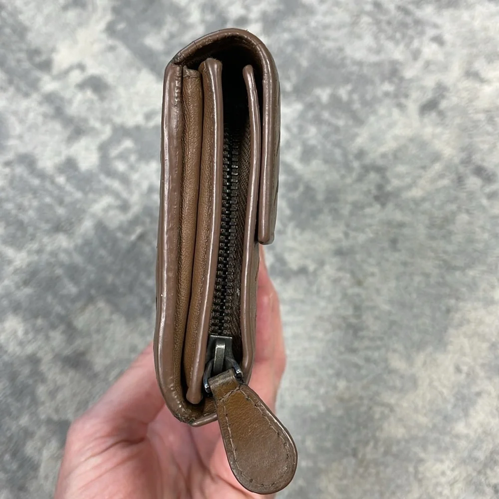 Bottega Veneta Nappa Intrecciato Continental Flap Wallet Woven Leather Brown